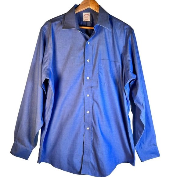 Brooks Brothers Other - BROOKS BROTHERS 16 35 Mens Traditional Fit Blue Dress Shirt No Iron Cotton